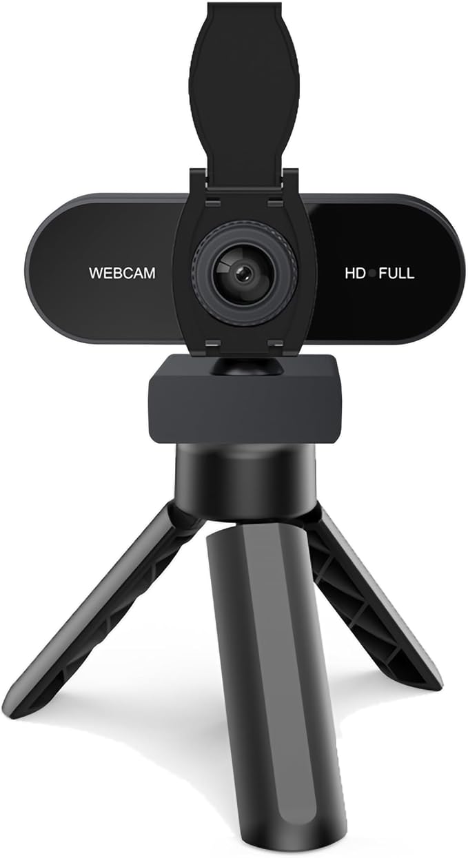 2K HD Webcam with Microphone, Noise Cancellation, Privacy Cover, Wide-Angle Lens, Auto Light Correction, Plug & Play USB Webcam for Laptop, Desktop, PC, Mac, Zoom, Skype, Streaming
