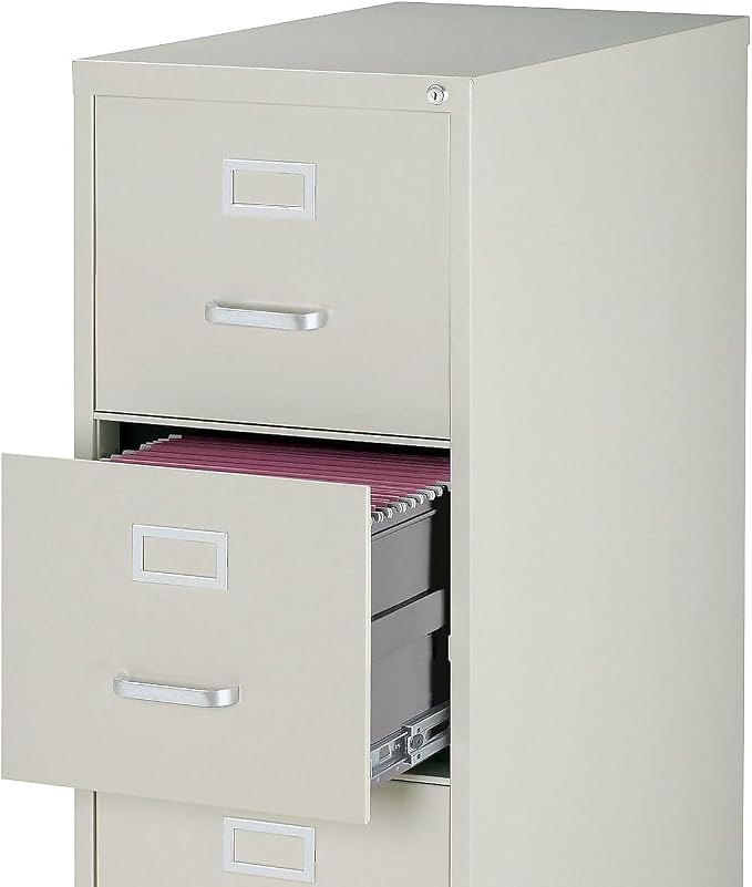 STAPLES 470384 4 Drawer Vertical File Cabinet Metal Lt Grey LTR 26.5-Inch D
