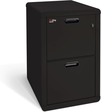 FireKing Turtle Contour - 2 Drawer Fire Safe File Cabinet with Key Lock - 1 Hour Fire Rated, UL Rated & Water Resistant Home Safe - Made in the USA Legal & Letter Filing Cabinet - Black