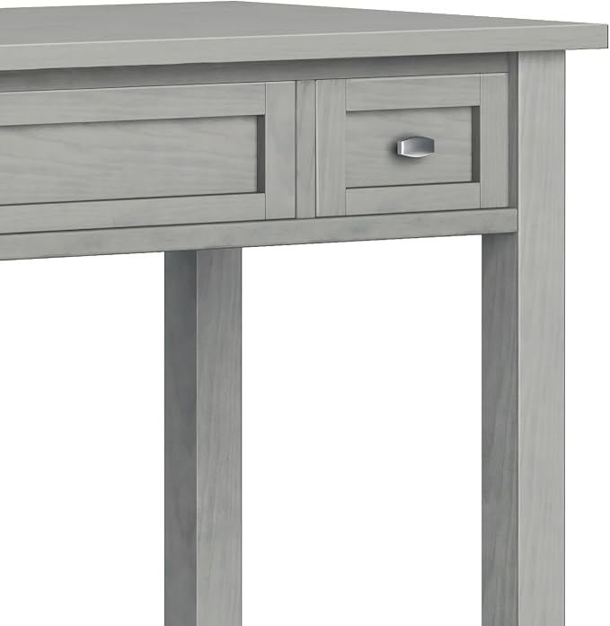 SIMPLIHOME Warm Shaker Desk - 48 Inch Wide Solid Wood Writing Desk in Fog Grey, Transitional Home Office Computer Table for Workspace or Study with Flip-Down Keyboard Tray and 2 Drawers