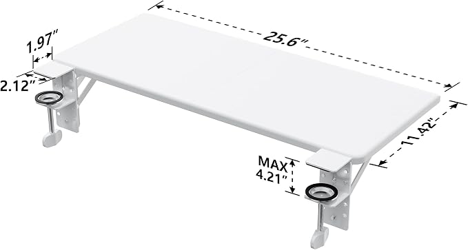 ETHU Ergonomics Desk Extender Tray, 25.6"x11.4" Large Size Foldable Keyboard Extender Tray Clamp On, Armrest Support for Home and Office (White)