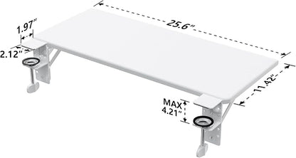 ETHU Ergonomics Desk Extender Tray, 25.6"x11.4" Large Size Foldable Keyboard Extender Tray Clamp On, Armrest Support for Home and Office (White)