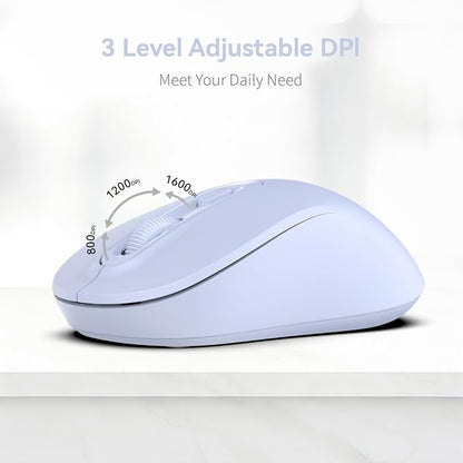 Wireless Mouse, 2026 New Model, Silent Click Ergonomic Design, Portable, 4 Buttons, Adjustable DPI (800/1200/1600), for Laptop/PC/Office (Violet)