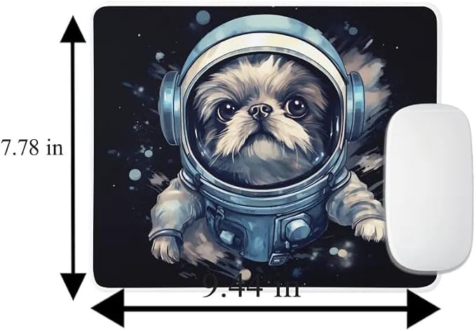Mouse Pad Astronaut Dog in Space Mouse Pad Puppy floating in Space for Home Office Work Desk Computer Desktop Laptop for Dog Lovers (Shih Tzu)