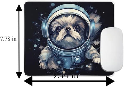 Mouse Pad Astronaut Dog in Space Mouse Pad Puppy floating in Space for Home Office Work Desk Computer Desktop Laptop for Dog Lovers (Shih Tzu)
