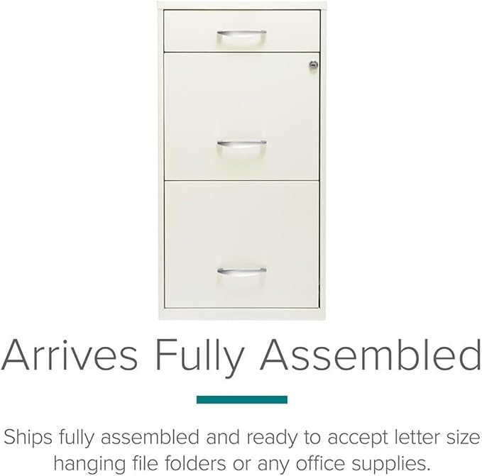 Pemberly Row Set of 18 3-Drawer File Cabinet with Pencil-Drawer in Pearl White