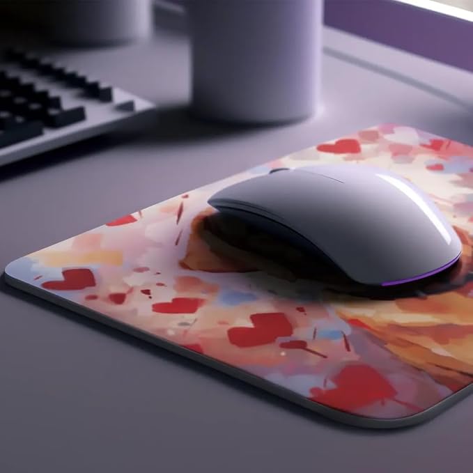 Labrador Retriever Mouse Pad Dog with Red Hearts Pattern Non-Slip Rubber Mouse Pad Puppy in Love Mouse Pad for Home Office Work Desk Computer Desktop Laptop for Dog Lovers