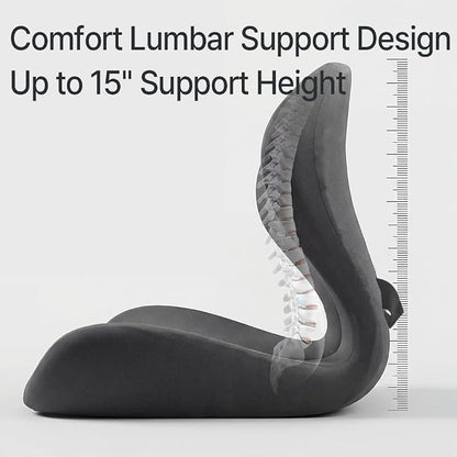 Navizam Lumbar Support Pillow for Office Chair – Seat Cushions for Office Chairs - Back Support for Office Chair, Pillow for Car – Chair Cushion with Anti-Slip Base, Backrest with Elastic Strap