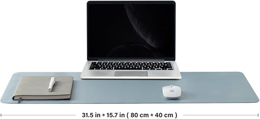 Leather Desk Mat - Non-Slip PU Desk Pad for Office and Home - Desk Organization and Accessories - Ideal for Large Mouse Pad and Desk Mats on Top of Desks (Light Blue,31.5"x 15.7")