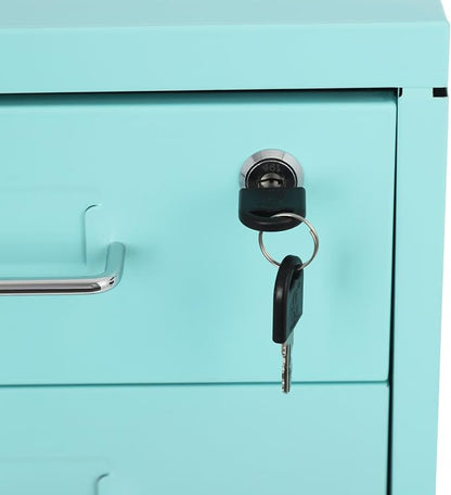 Vertical File Cabinet, 6 Drawers Rolling File Organizer Cabinets with Lock, Heavy Duty Metal Storage Cabinet, Movable Under Desk Filing Cabinet for Office, Study, Dresser (Blue)