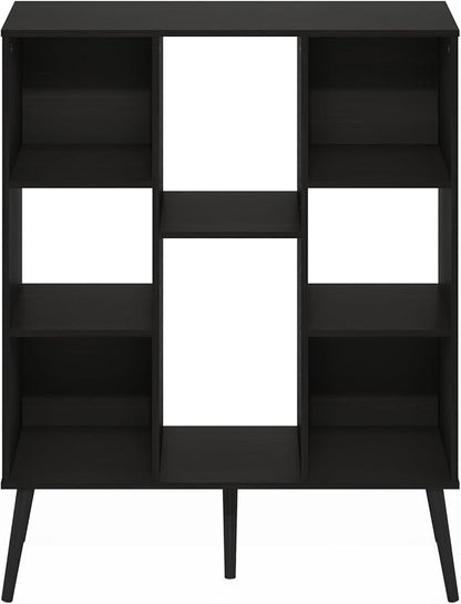 Furinno Claude Mid Century Style Book Shelf, 8-Cube Bookshelf, Cube Storage Organizer Bookcase with Wood Legs, 10.9 x 31.5 x 39.3, for Living Room, Bedroom, Home Office, Espresso