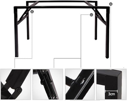 Need Home Office Desk 47 inches Folding Computer Table Workstation No Install, Teak and Black
