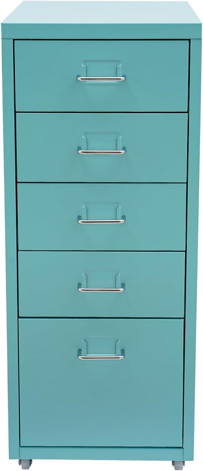 5-Drawer Mobile File Cabinet, Metal Vertical Storage Cabinet Under Desk Organizer with Wheels for Home Office