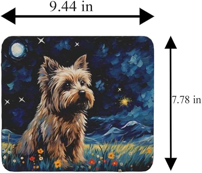 Starry Night Dog Mouse Pad for Home Office Gaming Working Desk Computer Desktop Accessories Non-Slip Rubber Mouse Pad for Dog Lovers (Yorkie)