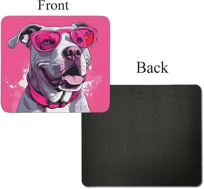 Pink Mousepad Glamour Dog Staffordshire Terrier Mouse Pad for Home Office Gaming Working Desk Computer Desktop Accessories Non-Slip Rubber Mousepad for Dog Lovers