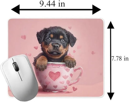 TUBBIE Basic Mousepad Puppy in Tea Cup Mouse Pad Desktop Laptop Computer Accessories Home Office Gaming Work Desk Computer Non-Slip Rubber Gift for Dogs Lover Mousepad Coffee or Tea (Rottweiler)