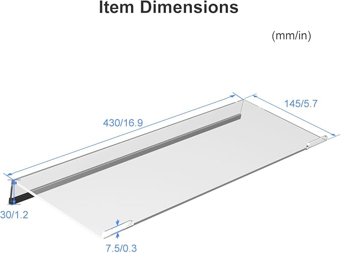 Suptek 16.9"x5.7" Clear Acrylic Tilted Computer Keyboard Stand for Easy Ergonomic Typing, Keyboard Tray Holder Silicone Anti-Slip Case for Office Desk, Home, School, A001