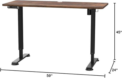 farexon Electric Standing Desk Adjustable Height, 63x24 Inches Computer Gaming Desk with Rolling Wheels, Mouse Pad,Multifunctional Stand up Desk for Home/Office(Brown)