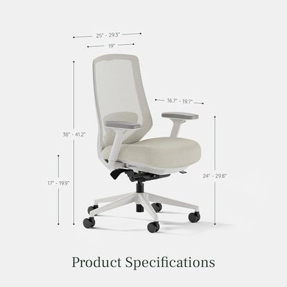 Branch Ergonomic Chair Pro - Mesh Office Chair with 14 Points of Adjustment - Height, Depth & Tilt Adjustable - 5D Armrests - Forward Tilt, Smooth Recline, and Lumbar Support - Shore