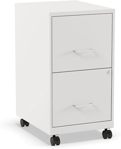 STAPLES Mobile Pedestal File Cabinet with Wheels, 2-Drawer, Letter/Legal Compatible, Locking, White