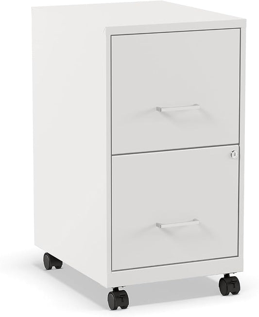 STAPLES Mobile Pedestal File Cabinet with Wheels, 2-Drawer, Letter/Legal Compatible, Locking, White