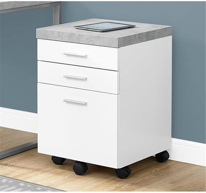 Monarch Specialties I 7051 File Cabinet, Rolling Mobile, Storage Drawers, Printer Stand, Office, Work, Laminate, Grey, White, Contemporary, Modern