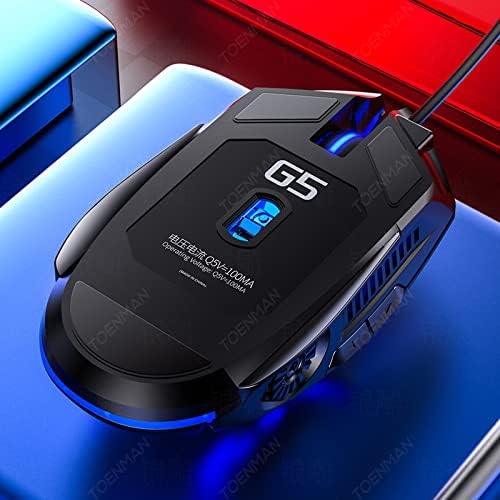 Gaming Mouse Wired,6 Buttons, 4 Adjustable DPI Up to 3200 DPI, 7 Circular & Breathing LED Light, Multifunction Wired Mouse Used for Games and Office (Black)