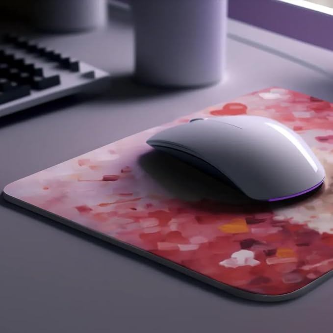 Bichon Frise Mouse Pad Dog with Red Hearts Pattern Non-Slip Rubber Mouse Pad Puppy in Love Mouse Pad for Home Office Work Desk Computer Desktop Laptop for Dog Lovers