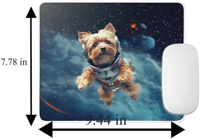 Mouse Pad Astronaut Dog in Space Mouse Pad Puppy floating in Space for Home Office Work Desk Computer Desktop Laptop for Dog Lovers (Yorkshire Terrier)