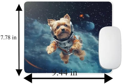 Mouse Pad Astronaut Dog in Space Mouse Pad Puppy floating in Space for Home Office Work Desk Computer Desktop Laptop for Dog Lovers (Yorkshire Terrier)