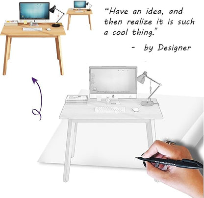 IOTXY Simple Wooden Writing Desk - Modern Minimalist Style PC Laptop Computer Workbench with Solid Wood Legs, 39" W Home Office Work Table for TV Stand Music Video Live Broadcast Workstation, White