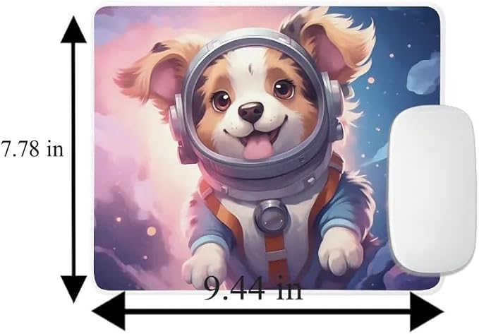 Mouse Pad Australian Shepherd Astronaut Dog in Space Mouse Pad Puppy floating in Space for Home Office Work Desk Computer Desktop Laptop for Dog Lovers
