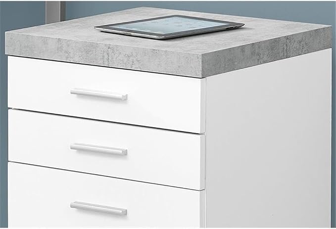 Monarch Specialties I 7051 File Cabinet, Rolling Mobile, Storage Drawers, Printer Stand, Office, Work, Laminate, Grey, White, Contemporary, Modern