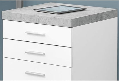 Monarch Specialties I 7051 File Cabinet, Rolling Mobile, Storage Drawers, Printer Stand, Office, Work, Laminate, Grey, White, Contemporary, Modern