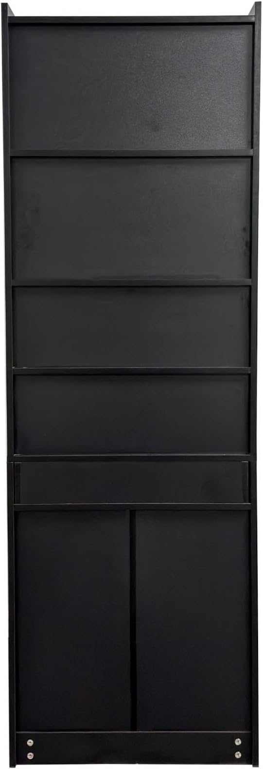 KEIKI Fold-Out Home Office Desks Writing Table with Glass Doors, Drawers, Bookshelf & Storage Shelves, Modern Wooden Convertible Workstation for Work, Study