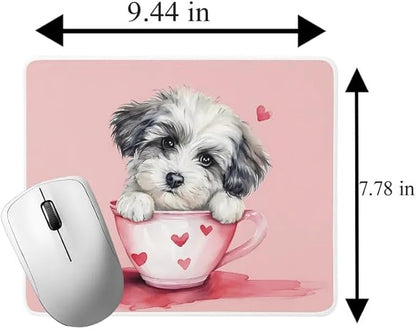 TUBBIE Basic Mousepad Puppy in Tea Cup Mouse Pad Desktop Laptop Computer Accessories Home Office Gaming Work Desk Computer Non-Slip Rubber Gift for Dogs Lover Mousepad Coffee or Tea (Havanese)