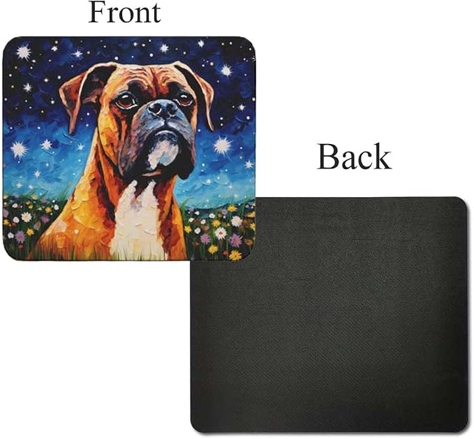 Starry Night Boxer Dog Mouse Pad for Computer Laptop Home Office Gaming Working Desk Desktop Accessories Non-Slip Rubber Mouse Pad for Dog Lovers (Boxer)