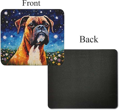 Starry Night Boxer Dog Mouse Pad for Computer Laptop Home Office Gaming Working Desk Desktop Accessories Non-Slip Rubber Mouse Pad for Dog Lovers (Boxer)