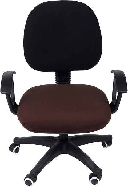 Smiry Stretch Jacquard Office Computer Chair Seat Covers, Removable Washable Anti-dust Desk Chair Seat Cushion Protectors - Chocolate