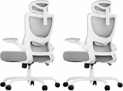 Marsail Ergonomic Office Chair with 3D Armrests, Pack of 2 | Office Desk Chair with High Back Mesh, Adjustable Lumbar Support, Rolling Work Swivel Task Chairs with Wheel, Headrest, home