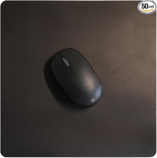 Mouse Pad-Premium Full Grain Genuine Leather-Handmade with Cowhide Crazy Horse Leather-Suitable for Working from Home or in the Office-Square 9.8x9.8in-Vintage Black