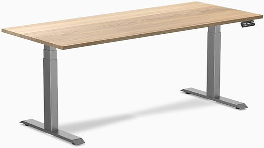 Desky Dual Hardwood Sit Stand Desk - 72x30 Electric Standing Desk - Dual Motor, 3 Stage Adjustable Height Desk - Solid Wood Standing Desk - Whole-Piece Top in White Ash Wood