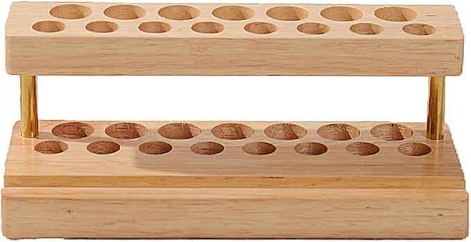 Pencil & Pen organizer for Desk,Wooden pen holder with Phone Stand for Office & Home,Solid Walnut Pencil Display Stand(Double-row - Natural Wood)