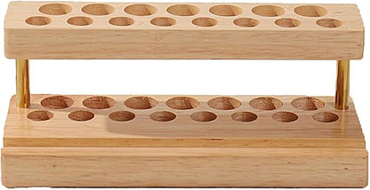 Pencil & Pen organizer for Desk,Wooden pen holder with Phone Stand for Office & Home,Solid Walnut Pencil Display Stand(Double-row - Natural Wood)