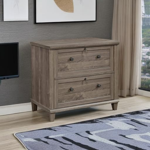 Sauder Hammond 2 Drawer Lateral File Cabinet for Home Office, Filing Cabinet with Lock, in Emery Oak