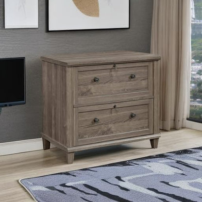 Sauder Hammond 2 Drawer Lateral File Cabinet for Home Office, Filing Cabinet with Lock, in Emery Oak