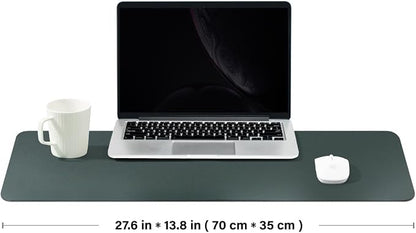 Leather Desk Mat - Non-Slip PU Desk Pad for Office and Home - Desk Organization and Accessories - Ideal for Large Mouse Pad and Desk Mats on Top of Desks (Dark Green,27.6"x 13.8")