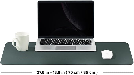 Leather Desk Mat - Non-Slip PU Desk Pad for Office and Home - Desk Organization and Accessories - Ideal for Large Mouse Pad and Desk Mats on Top of Desks (Dark Green,27.6"x 13.8")