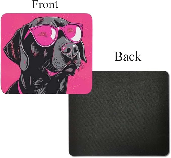 Pink Mousepad Glamour Dog Labrador Retriever Mouse Pad for Home Office Gaming Working Desk Computer Desktop Accessories Non-Slip Rubber Mousepad for Dog Lovers