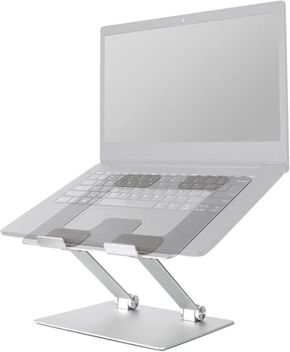 Amazon Basics Sturdy and Portable Ergonomic Laptop Stand for Desk,Height Adjustable Riser with Ventilated Cooling,Foldable,Fits All Laptops up to 17.3 Inch,Silver,10 x 8.7 x 6 in,(Pack of 12)